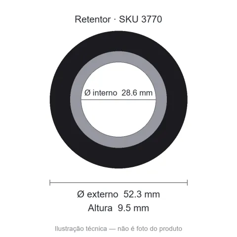 Retentor 28,6 mm x 52,3 mm x 9,5 mm - 28,60x52,30x9,50 00961
