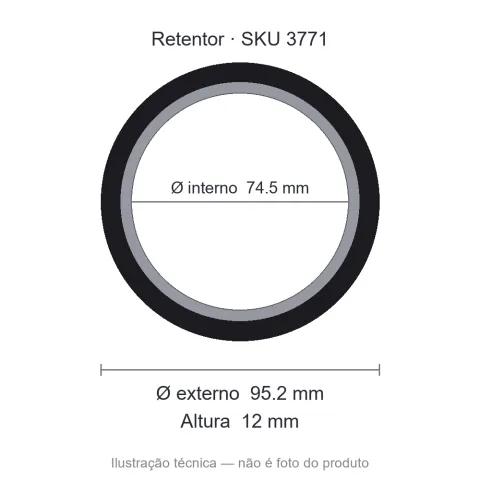 Retentor 74,5 mm x 95,2 mm x 12 mm - 74,50x95,20x12 00956