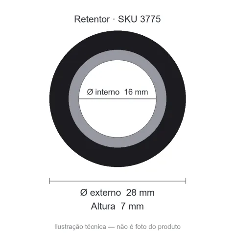 Retentor 16 mm x 28 mm x 7 mm - 16x28x7 00982 BGO