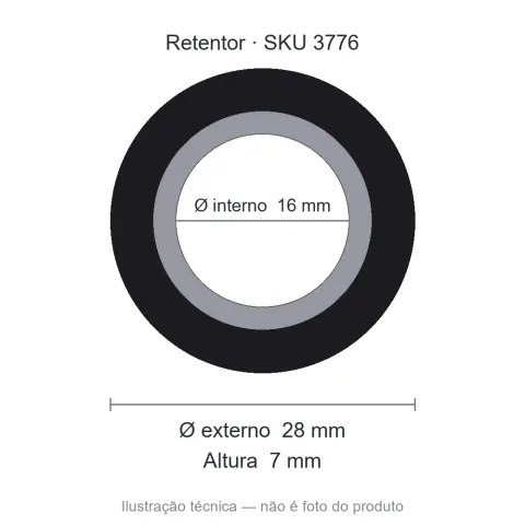 Retentor Automotivo 16 mm x 28 mm x 7 mm - 16x28x7 00980 BA