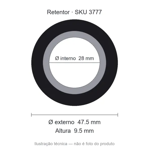Retentor Industrial 28 mm x 47,5 mm x 9,5 mm - 28x47,5x9,5 00947