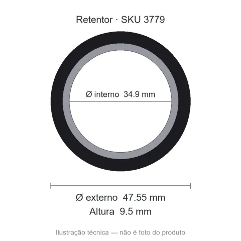 Retentor 34,9 mm x 47,55 mm x 9,5 mm - 01041 34,90x47,55x9,50