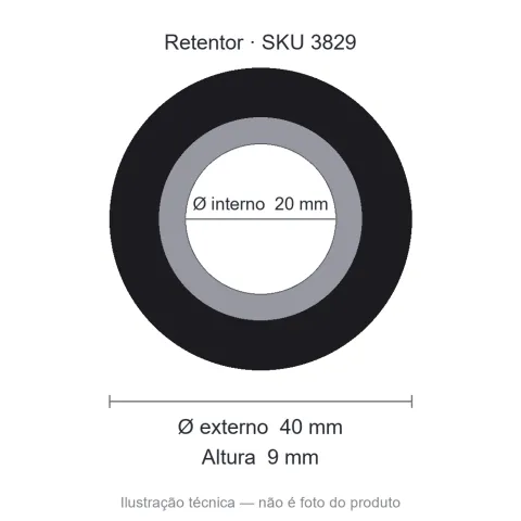 Retentor 20 mm x 40 mm x 9 mm - 01170 20x40x9 BAE