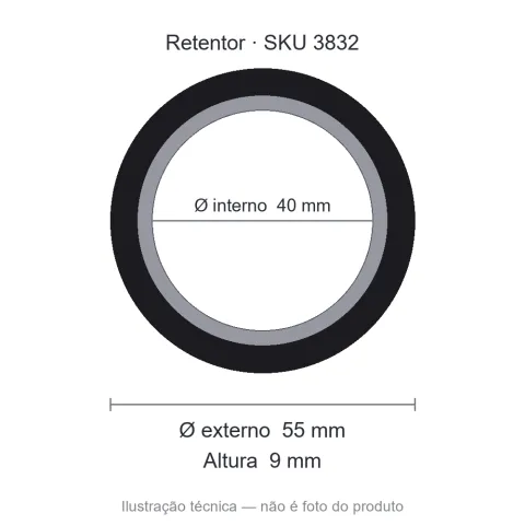 Retentor Automotivo 40 mm x 55 mm x 9 mm - 01155 40x55x9 B