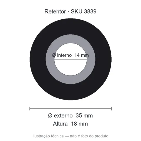 Retentor 14 mm x 35 mm x 18 mm - 01204 14x35x18 BR