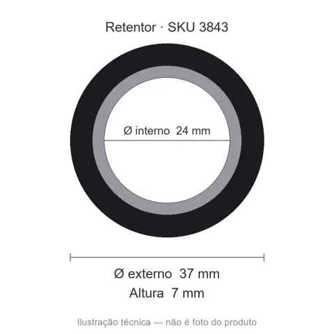 Retentor 24 mm x 37 mm x 7 mm - 01214 24x37x7 BR