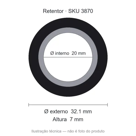 Retentor Automotivo 20 mm x 32,1 mm x 7 mm - 20x32,10x7 00953