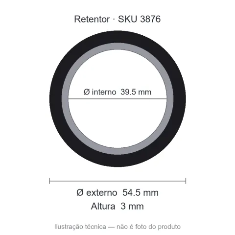 Retentor 39,5 mm x 54,5 mm x 3 mm - 01276 39,5x54,5x3