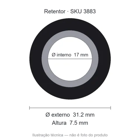 Retentor 17 mm x 31,2 mm x 7,5 mm - 01464 17x31,2x7,5 BA