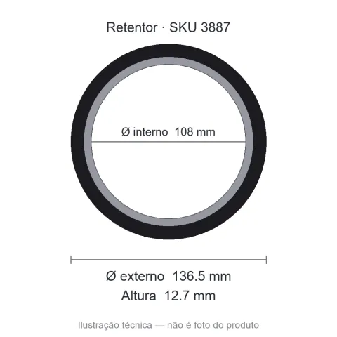 Retentor Agrícola 108 mm x 136,5 mm x 12,7 mm - 01468 108x136,5x12,70