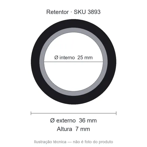 Retentor 25 mm x 36 mm x 7 mm - 01515 25x36x7 BR