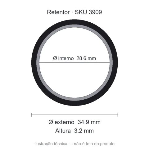 Retentor 28,6 mm x 34,9 mm x 3,2 mm - 01539 28,6x34,9x3,2 GA