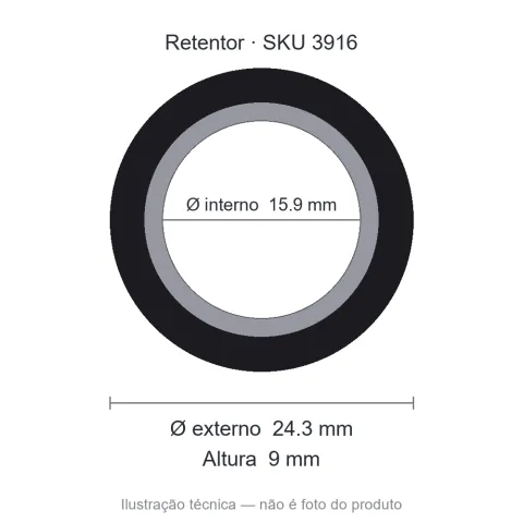 Retentor 15,9 mm x 24,3 mm x 9 mm - 01545 15,90x24,30x9 BR