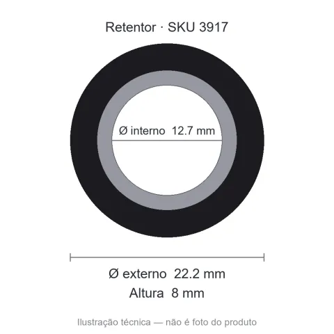 Retentor 12,7 mm x 22,2 mm x 8 mm - 01559 12,70x22,2x8 BR