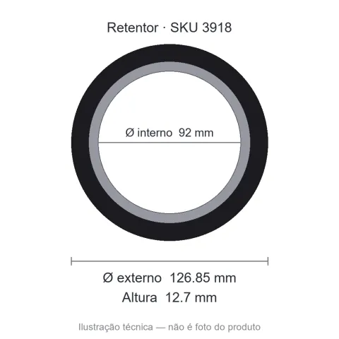 Retentor 92 mm x 126,85 mm x 12,7 mm - 92x126,85x12,70 00366 B