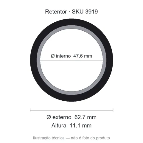 Retentor 47,6 mm x 62,7 mm x 11,1 mm - 47,6x62,7x11,10 00368 BAG