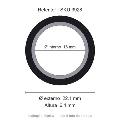 Retentor 16 mm x 22,1 mm x 6,4 mm - 01576 16x22,10x6,40 BAG