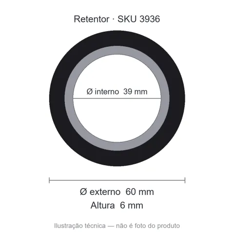 Retentor 39 mm x 60 mm x 6 mm - 39x60x6