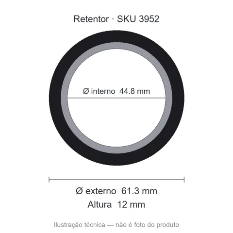 Retentor 44,8 mm x 61,3 mm x 12 mm - 44,80x61,30x12 00012 BA