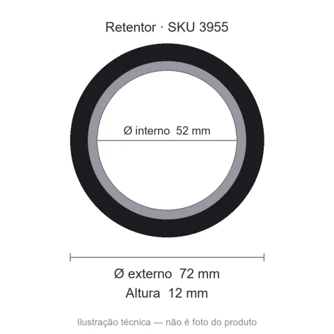 Retentor Automotivo 52 mm x 72 mm x 12 mm - 52x72x12 00047 BG