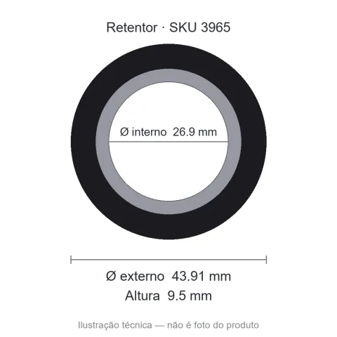 Retentor 26,9 mm x 43,91 mm x 9,5 mm - 26,90x43,91x9,5 00094 BRG