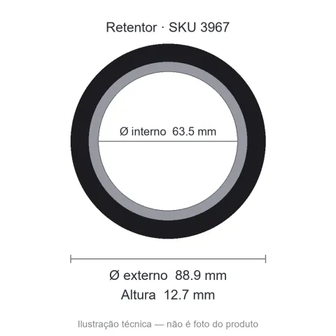 Retentor 63,5 mm x 88,9 mm x 12,7 mm - 63,50x88,90x12,70 000120 B