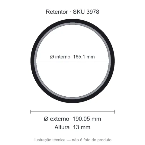 Retentor Automotivo 165,1 mm x 190,05 mm x 13 mm - 165,10x190,05x13 00160
