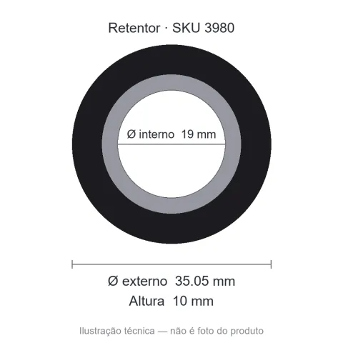 Retentor 19 mm x 35,05 mm x 10 mm - 19x35,05x10 00159