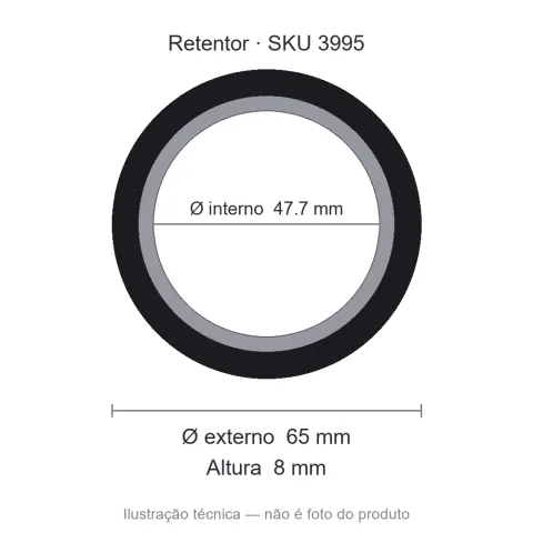Retentor 47,7 mm x 65 mm x 8 mm SAV 47,7x65x8 02055 BR