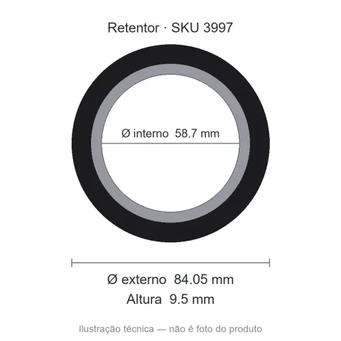 Retentor 58,7 mm x 84,05 mm x 9,5 mm - 58,7x84,05x9,5 00010 GA