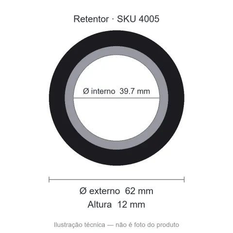 Retentor 39,7 mm x 62 mm x 12 mm - 39,7x62x12 00166 BR