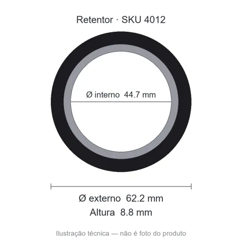 Retentor 44,7 mm x 62,2 mm x 8,8 mm - 44,7x62,2x8,8 00222 BAG