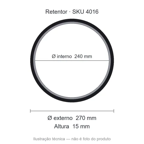 Retentor 240 mm x 270 mm x 15 mm ZSG 240x270x15 BRG Viton