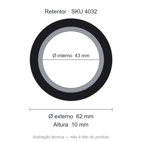Retentor Industrial 43 mm x 62 mm x 10 mm - 00604 BR 43x62x10