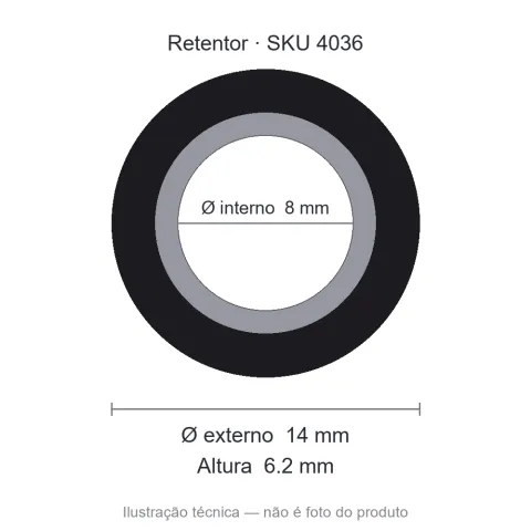 Retentor 8 mm x 14 mm x 6,2 mm - 8x14x6,2x10,6 01944 BAG