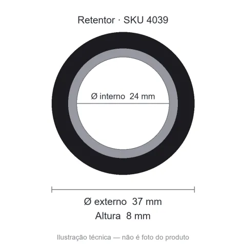 Retentor 24 mm x 37 mm x 8 mm - 01363 B 24x37x8