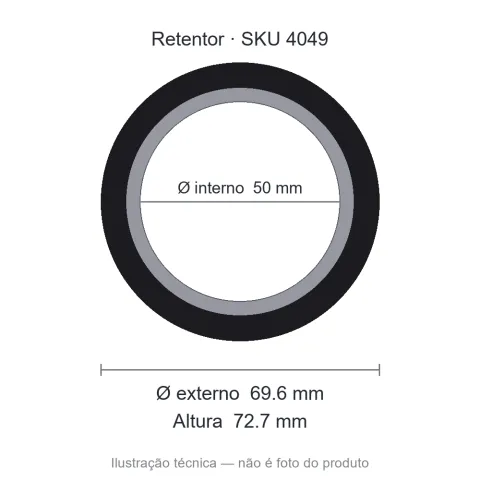 Retentor 50 mm x 69,6 mm x 72,7 mm - 50x69,6x72,7 0653 B