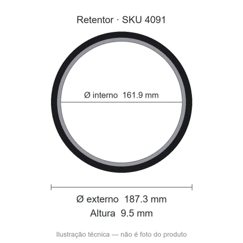 Retentor 161,9 mm x 187,3 mm x 9,5 mm - 02054 161,90x187,30x9,50 BR