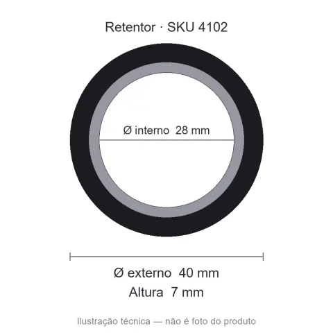 Retentor 28 mm x 40 mm x 7 mm ZSG 28x40x7 BRG Viton