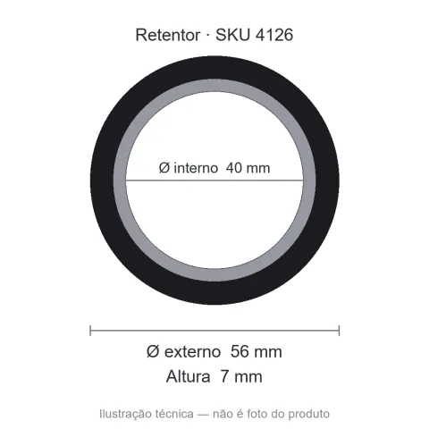 Retentor Automotivo 40 mm x 56 mm x 7 mm - 02302 40x56x7
