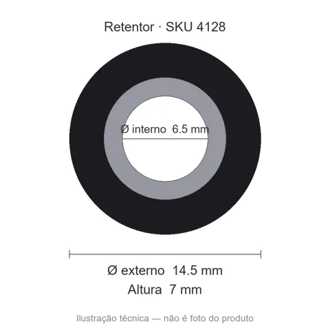 Retentor 6,5 mm x 14,5 mm x 7 mm - 02306 BRG 6,50x14,50x7