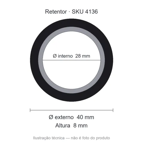 Retentor 28 mm x 40 mm x 8 mm - 02413 BRG 28x40x8