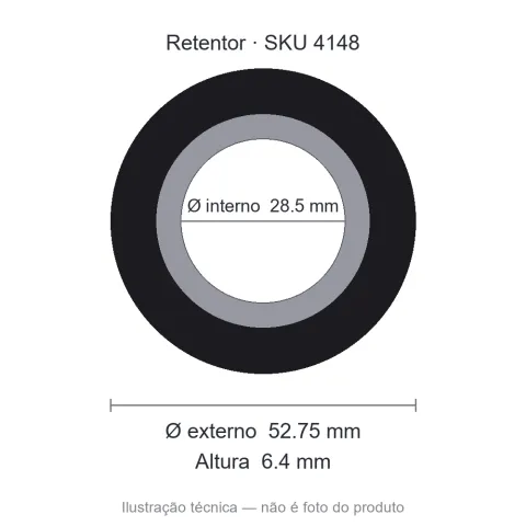 Retentor 28,5 mm x 52,75 mm x 6,4 mm - 00574 BR 28,5x52,75x6,4