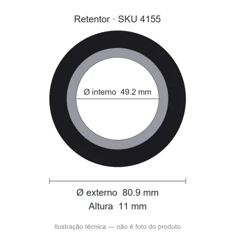 Retentor 49,2 mm x 80,9 mm x 11 mm - 49,2x80,9x11 5160