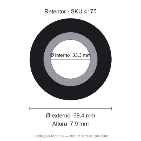 Retentor 33,3 mm x 69,4 mm x 7,9 mm - 33,30x69,40x7,90 6151 BAG