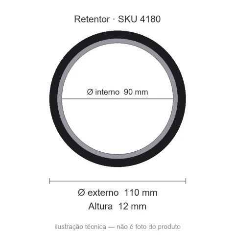 Retentor Industrial 90 mm x 110 mm x 12 mm - 02574 BR 90x110x12