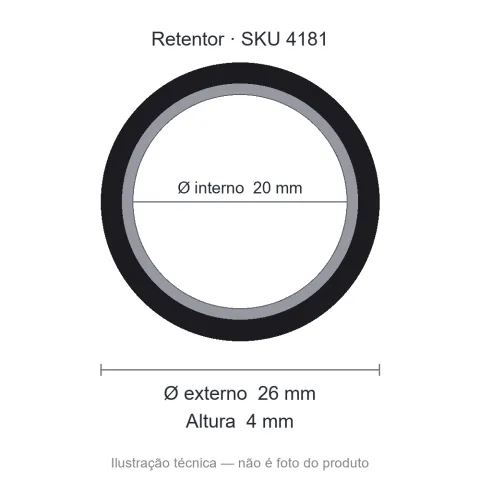Retentor 20 mm x 26 mm x 4 mm - 6658 GR 20x26x4