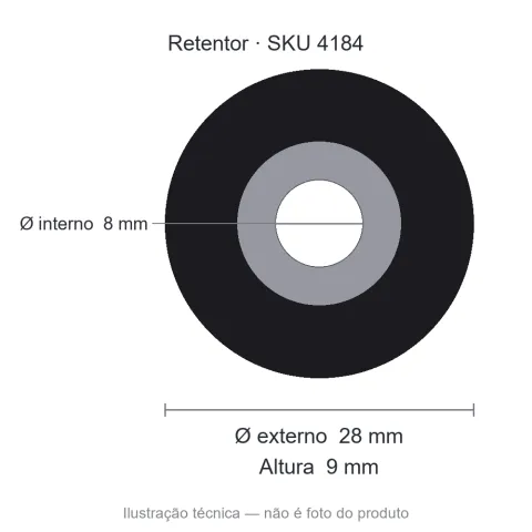 Retentor 8 mm x 28 mm x 9 mm - 02532 BRGE 8x28x9