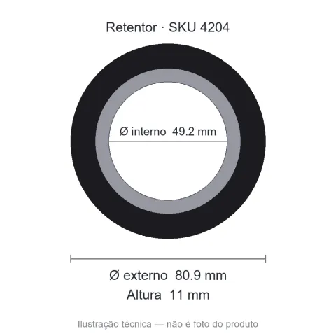 Retentor 49,2 mm x 80,9 mm x 11 mm - 49,20x80,90x11 00299 B