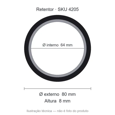Retentor 64 mm x 80 mm x 8 mm - 02004 BAG 64x80x8